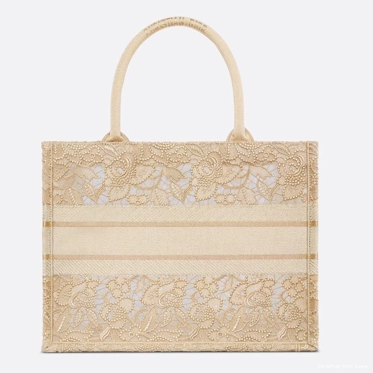 Cheap Dior D-Lace Tote Beige Motif Book Macrame Canvas 0809 Luxury